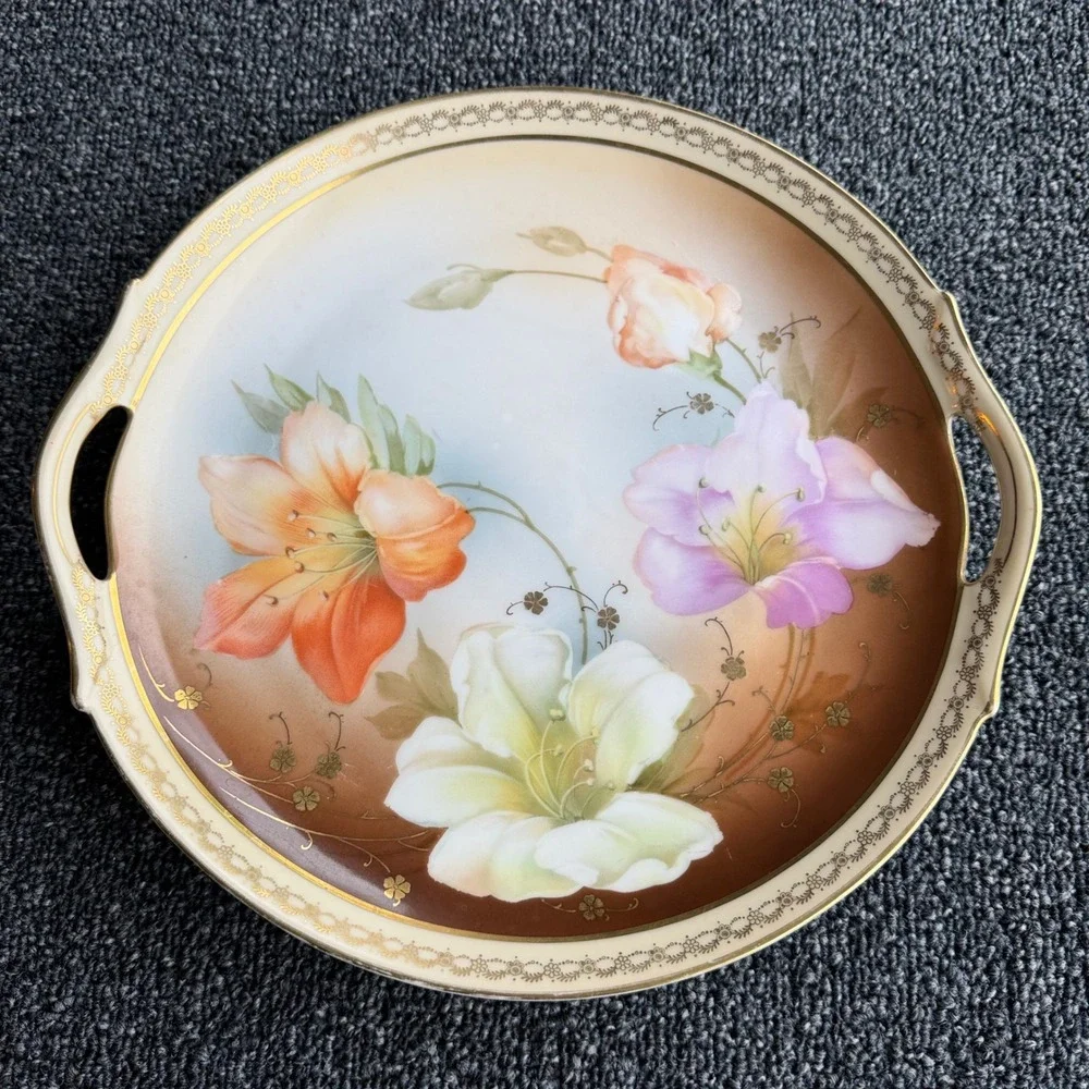 Royal Munich Z.S. & Co‎ Bavaria Antique Floral Cake Plate 10.5